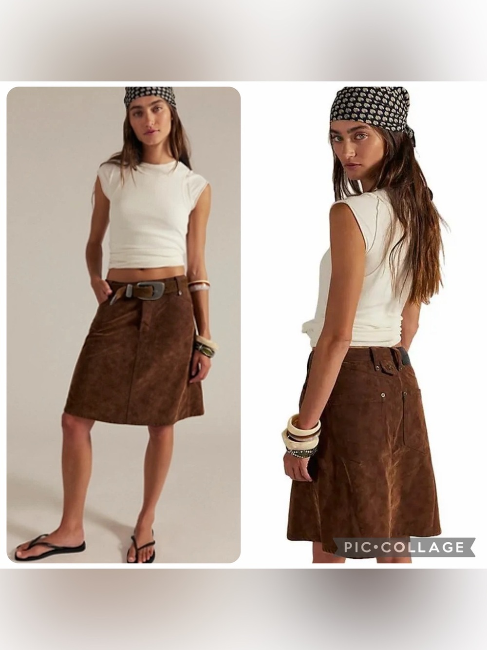 NWT new 25 We The Free people Suzy faux suede Midi Skirt Brown